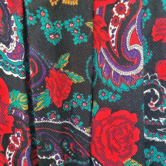Norton McNaughton Floral Vintage Witchcore Moody Vibrant Pleated Midi Skirt 14 - Picture 3 of 9